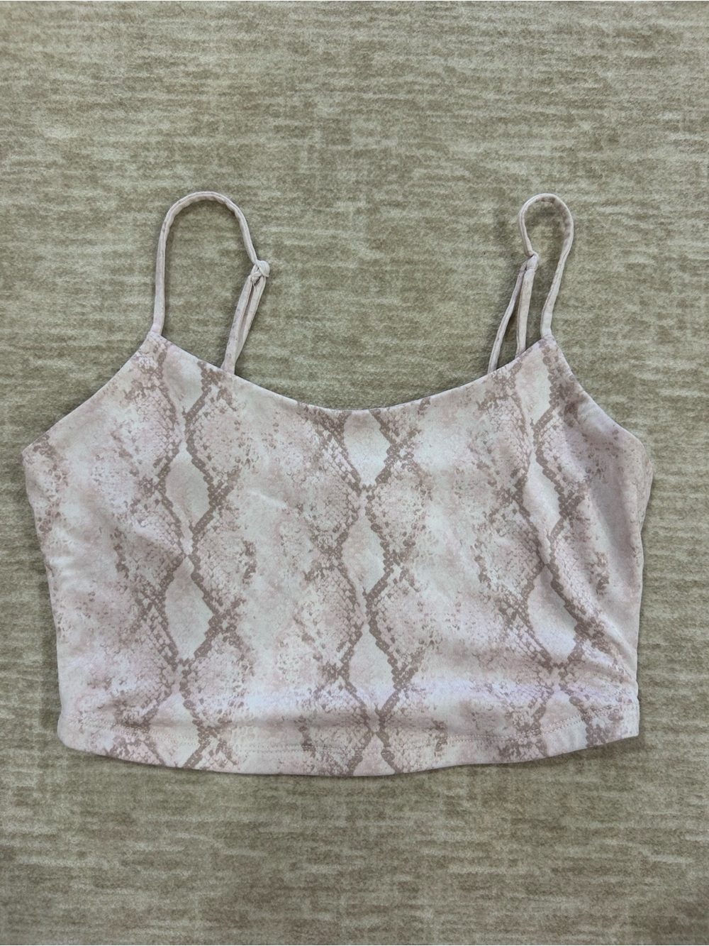 Forever 21 Neutral Snake-Print Spaghetti Strap Crop Camisole